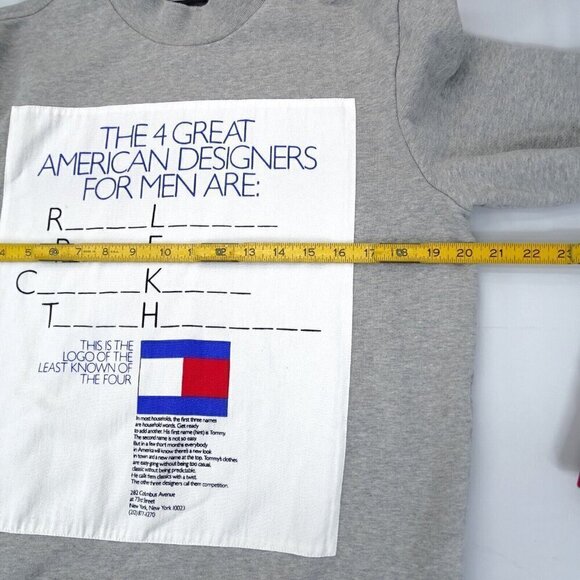 Tommy Hilfiger Collection Sweatshirt Size S American Designers Puzzle Flag Gray - Picture 6 of 7